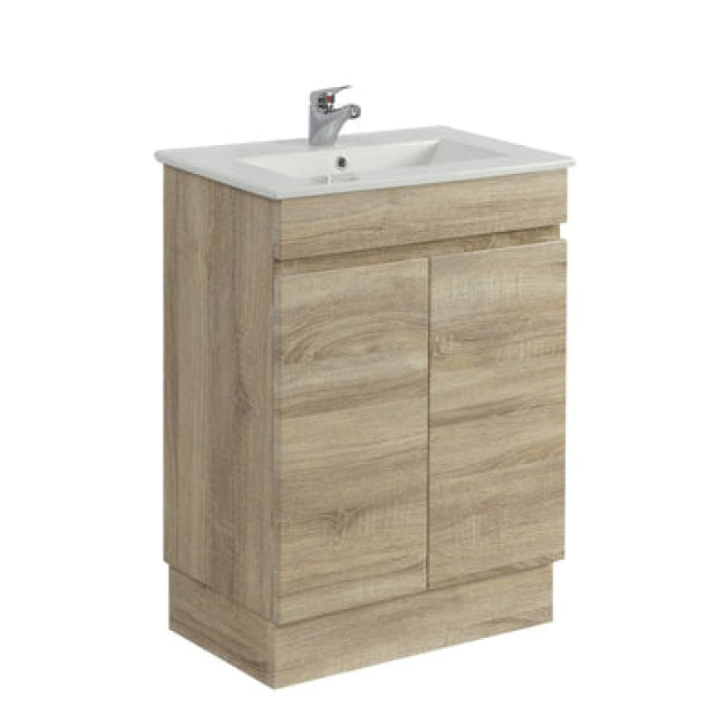 600-1500Mm Berge Freestanding Bathroom Floor Vanity Kickboard White Oak Wood Grain Left/Right Side