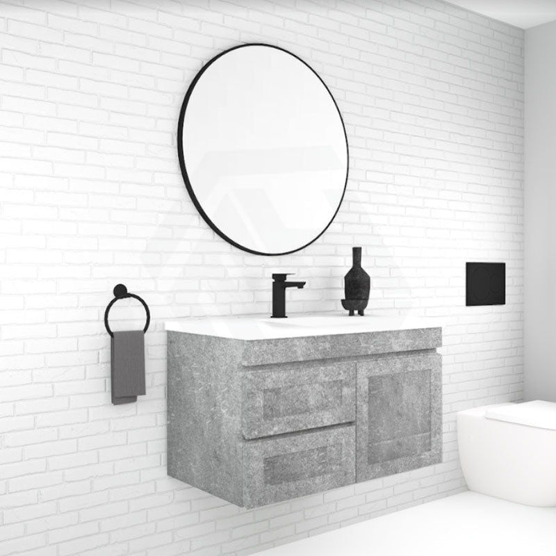 882X450X505Mm Boston Wall Hung Bathroom Floating Vanity With Left / Right Drawers Concrete Grey