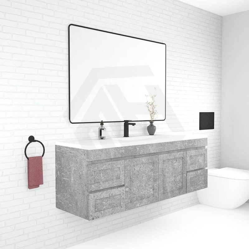 600-1500Mm Boston Plywood Wall Hung Bathroom Floating Vanity With Left / Right Drawers Concrete Grey