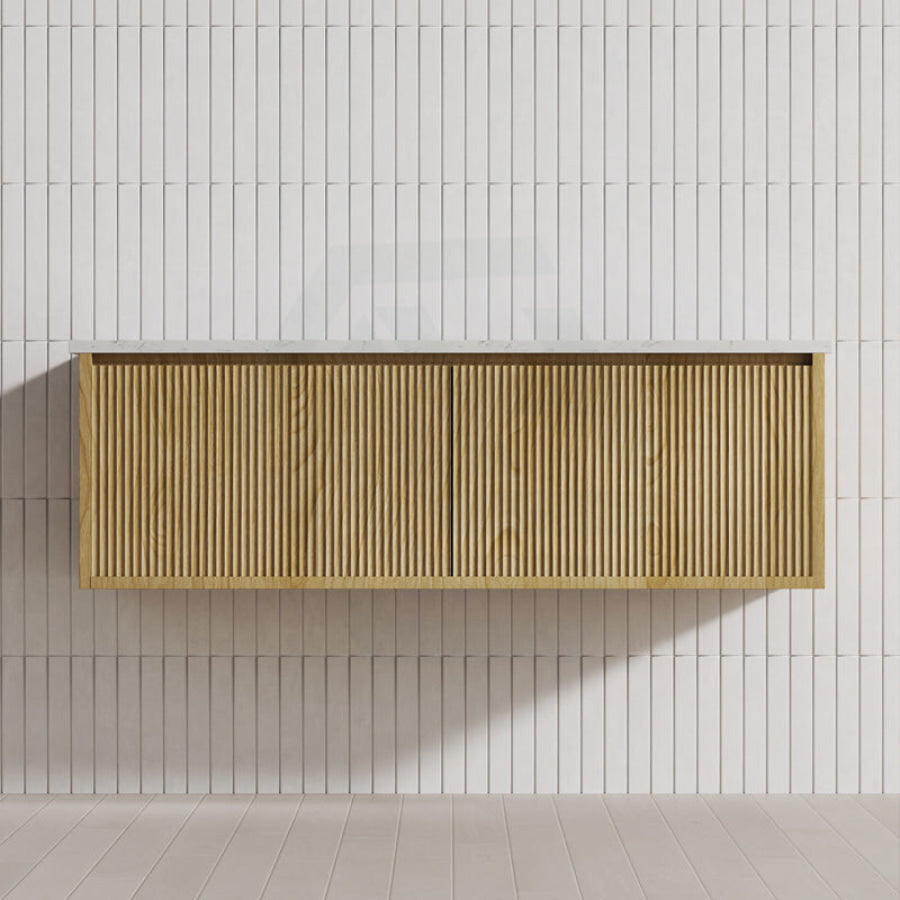 600-1500Mm Ceto Bellevue Wall Hung Bathroom Vanity Push-To-Open Prime Oak 1200Mm Right Drawer 