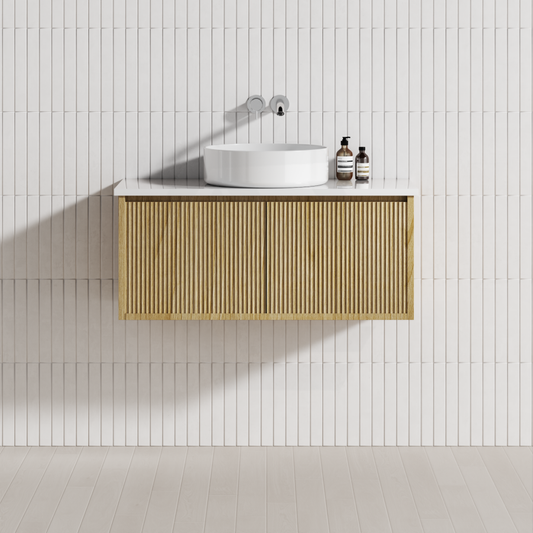 600-1500Mm Ceto Bellevue Wall Hung Bathroom Vanity Push-To-Open Prime Oak Vanities