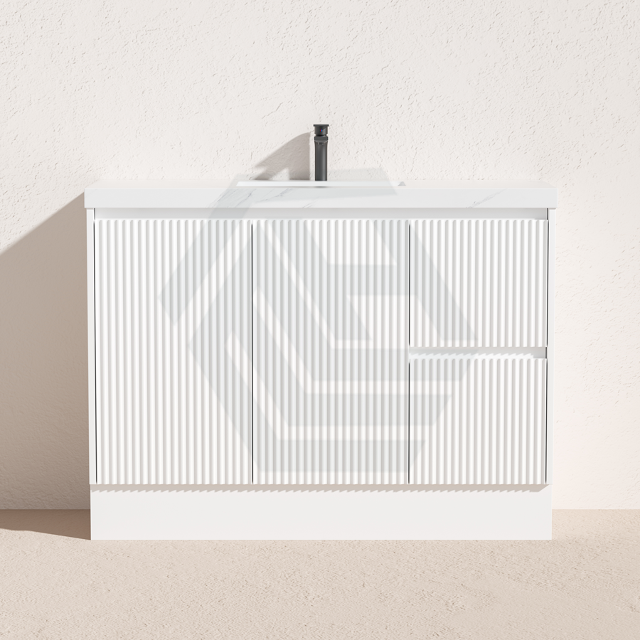 600-1500Mm Ceto Brighton Freestanding Vanity With Kickboard Matt White Pvc Board Cabinet Only
