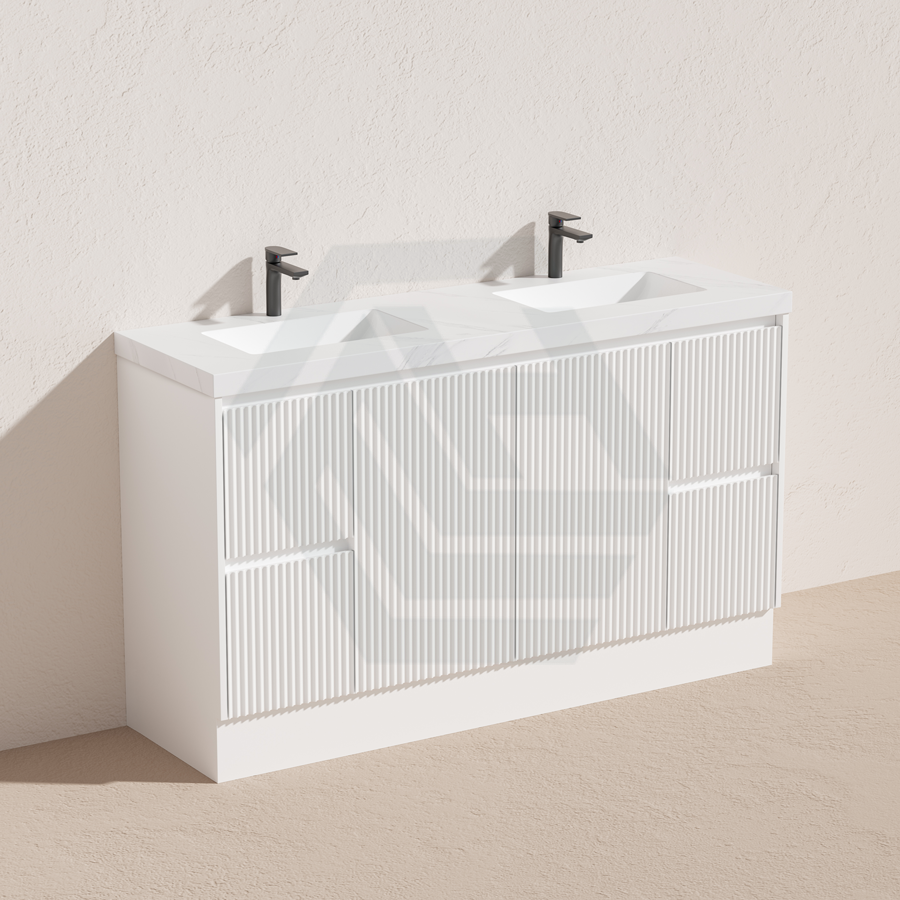 600-1500Mm Ceto Brighton Freestanding Vanity With Kickboard Matt White Pvc Board Cabinet Only