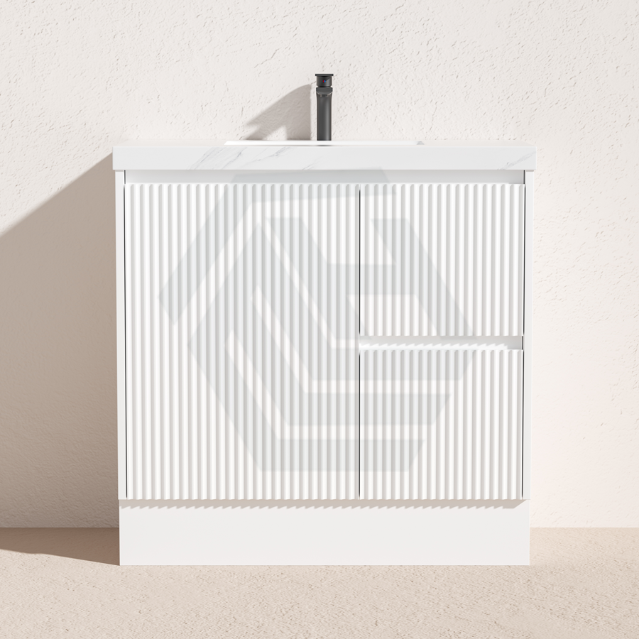600-1500Mm Ceto Brighton Freestanding Vanity With Kickboard Matt White Pvc Board Cabinet Only