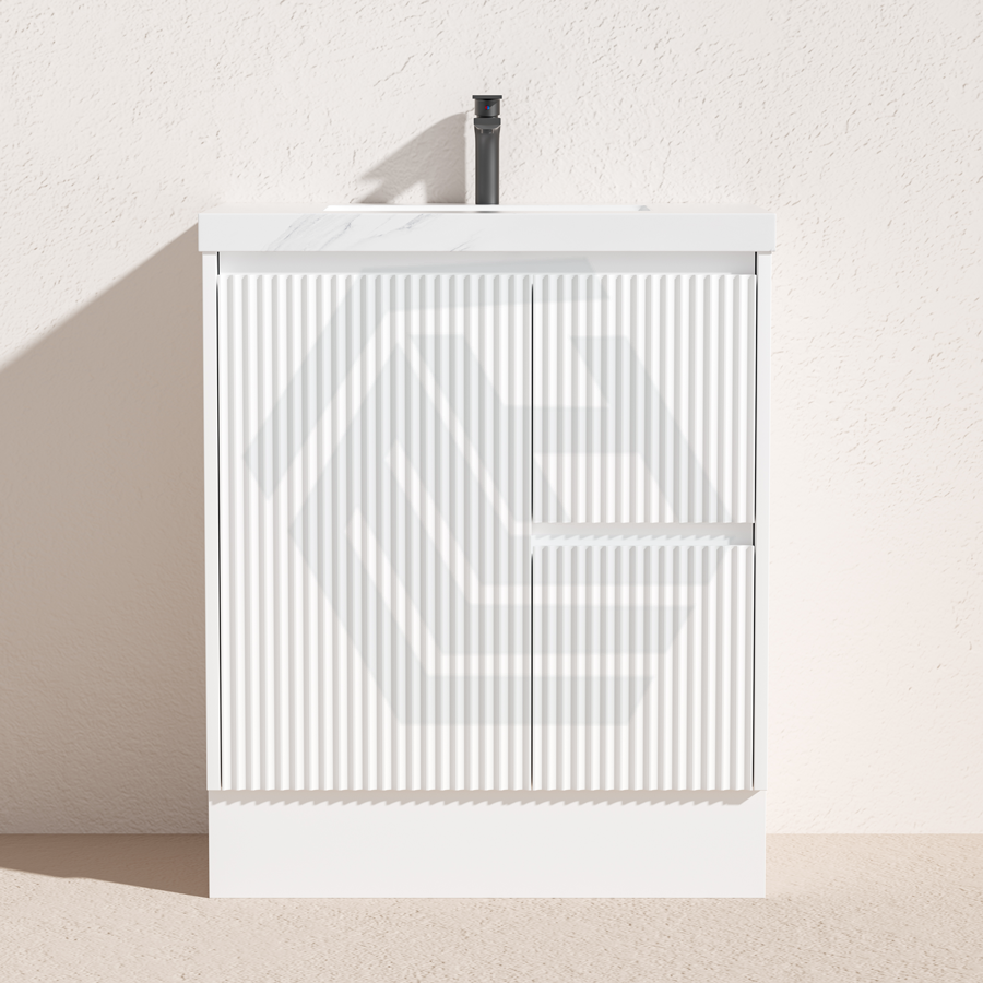 600-1500Mm Ceto Brighton Freestanding Vanity With Kickboard Matt White Pvc Board Cabinet Only