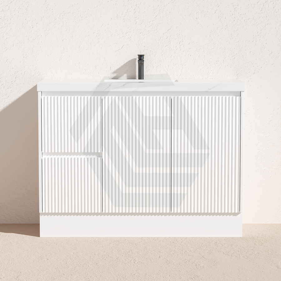 600-1500Mm Ceto Brighton Freestanding Vanity With Kickboard Matt White Pvc Board Cabinet Only