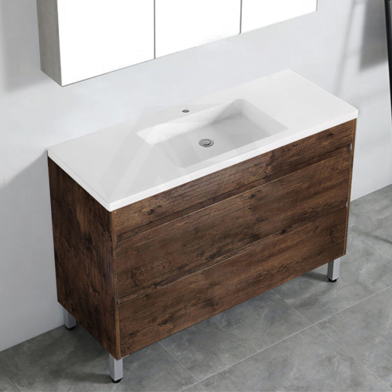 600-1500Mm Freestanding Bathroom Floor Vanity Dark Oak Wood Grain Pvc Filmed Cabinet Only &