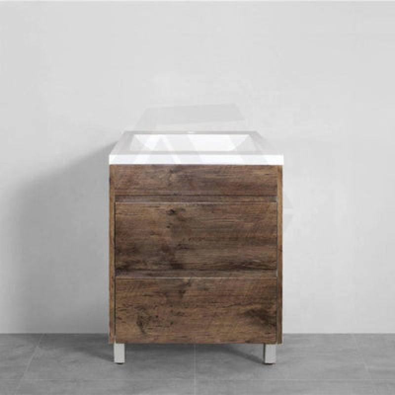 600-1500Mm Freestanding Bathroom Floor Vanity Dark Oak Wood Grain Pvc Filmed Drawers Cabinet Only &