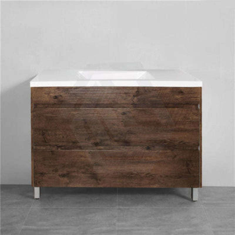 600-1500Mm Freestanding Bathroom Floor Vanity Dark Oak Wood Grain Pvc Filmed Drawers Cabinet Only &