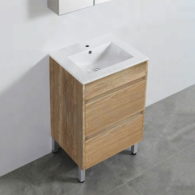 600-1500Mm Freestanding Bathroom Floor Vanity White Oak Wood Grain Pvc Filmed Cabinet Only &