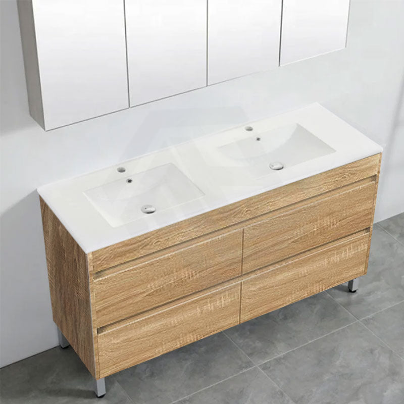 600-1500Mm Freestanding Bathroom Floor Vanity White Oak Wood Grain Pvc Filmed Cabinet Only &