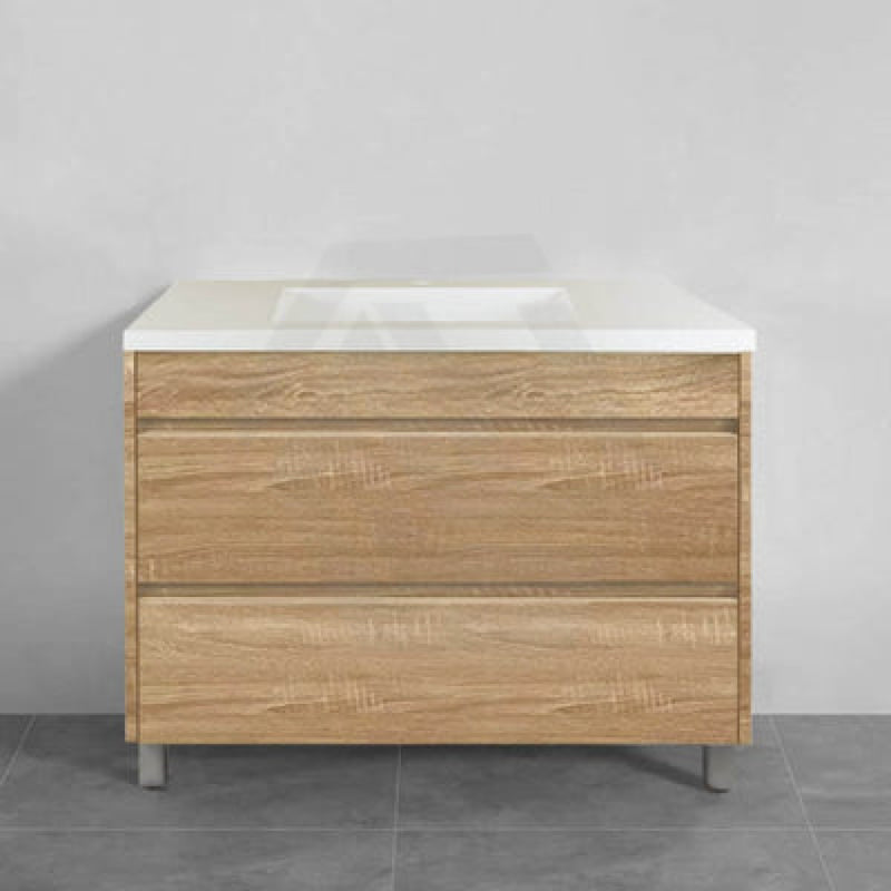 600-1500Mm Freestanding Bathroom Floor Vanity White Oak Wood Grain Pvc Filmed Drawers Cabinet Only &