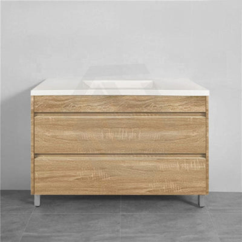 600-1500Mm Freestanding Bathroom Floor Vanity White Oak Wood Grain Pvc Filmed Drawers Cabinet Only &