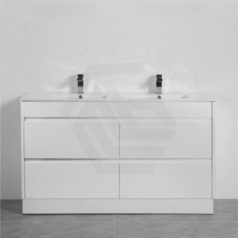 600-1500Mm Freestanding Bathroom Floor Vanity Kickboard Matt White Pvc Filmed Drawers Cabinet Only &