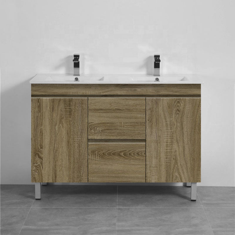 600-1500Mm Freestanding Bathroom Vanity Dark Oak Cabinet Only 1200Mm(Mid Drawers-Double Bowls) /