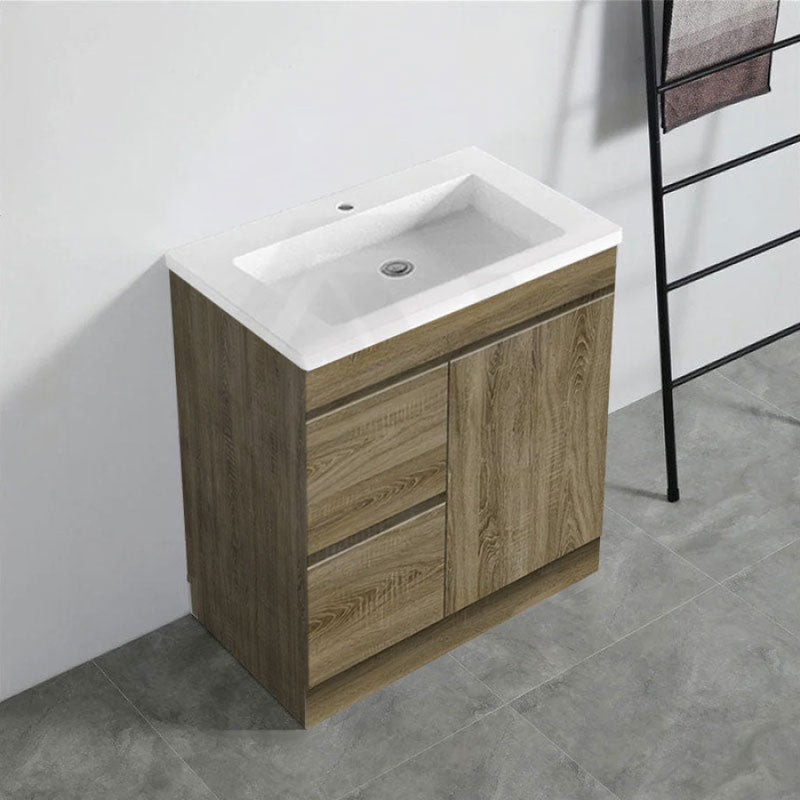 600-1500Mm Freestanding Kickboard Bathroom Vanity Dark Oak Cabinet Only 750Mm(Left Drawer) / With