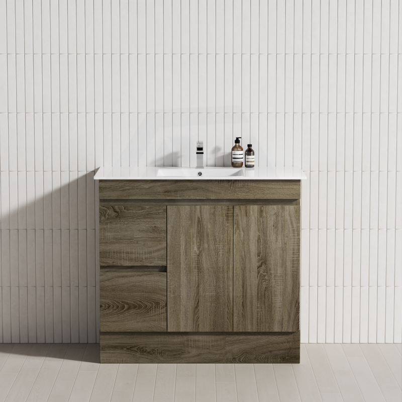 600-1500Mm Freestanding Kickboard Bathroom Vanity Dark Oak Cabinet Only Vanities With