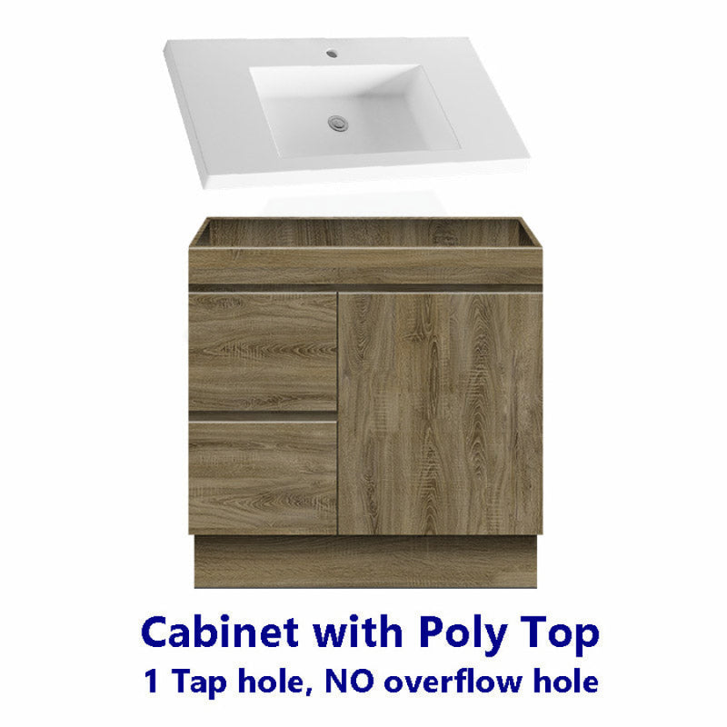 600-1500Mm Freestanding Kickboard Bathroom Vanity Dark Oak Cabinet Only 900Mm(Left Drawer) / With