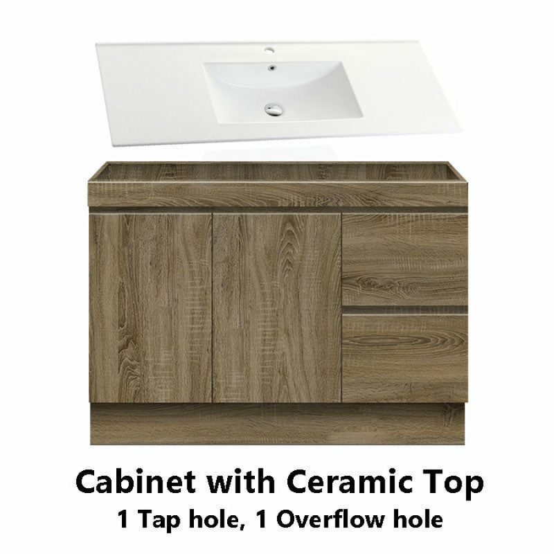 600-1500Mm Freestanding Kickboard Bathroom Vanity Dark Oak Cabinet Only 1200Mm(Right Drawer-Single