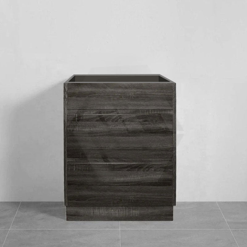 600-1500Mm Freestanding Vanity With Kickboard Dark Grey Wood Grain Cabinet Only & Ceramic / Poly