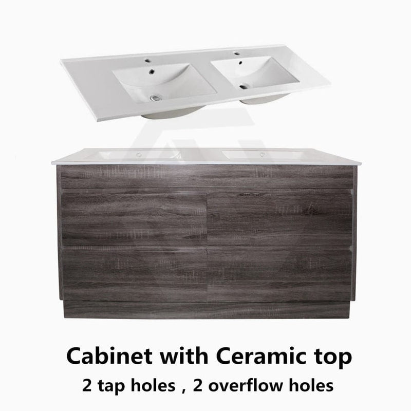 600-1500Mm Freestanding Vanity With Kickboard Dark Grey Wood Grain Cabinet Only & Ceramic / Poly Top