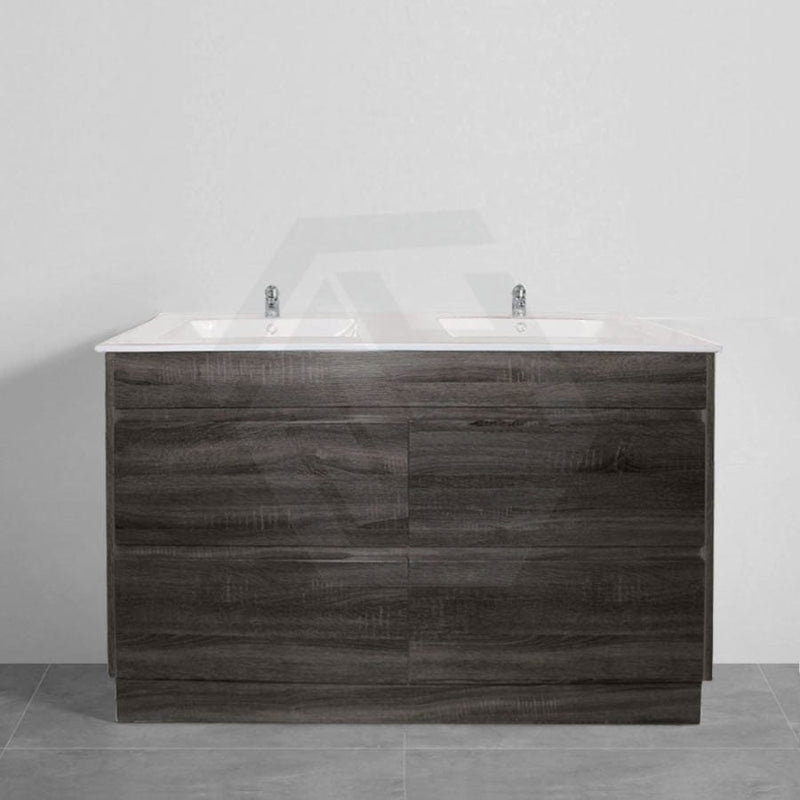 600-1500Mm Freestanding Vanity With Kickboard Dark Grey Wood Grain Cabinet Only & Ceramic / Poly Top