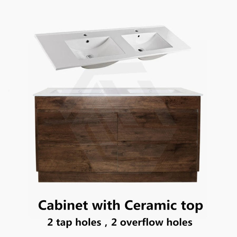600-1500Mm Freestanding Vanity With Kickboard Dark Oak Wood Grain Cabinet Only & Ceramic / Poly Top