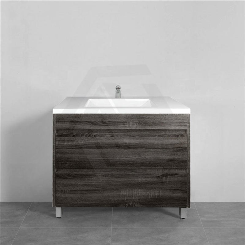 600-1500Mm Freestanding Vanity Dark Grey Wood Grain Cabinet Only & Ceramic / Poly Top Available