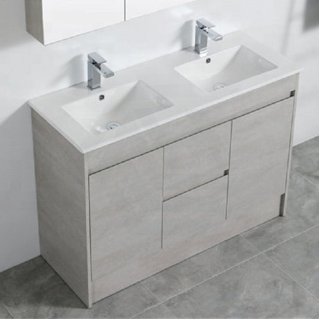 600-1500Mm Freestanding With Kickboard Vanity Concrete Grey Finish Plywood Cabinet Only For Bathroom