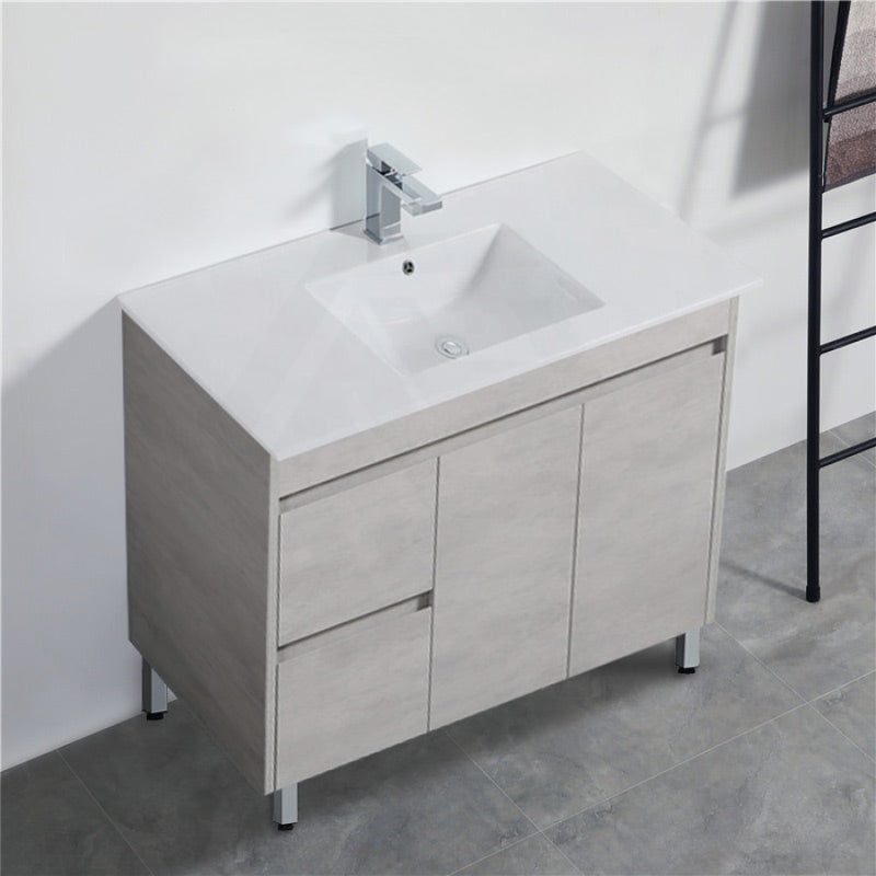 600-1500Mm Freestanding With Legs Vanity Concrete Grey Finish Plywood Cabinet Only For Bathroom