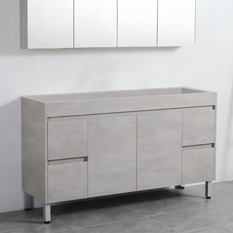 600-1500Mm Freestanding Vanity Concrete Grey Finish Plywood Cabinet Only For Bathroom Vanities With