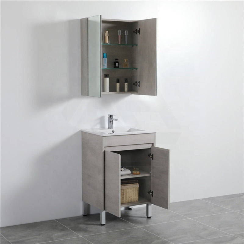 600Mm Freestanding Vanity Concrete Grey Finish Plywood Cabinet Only For Bathroom