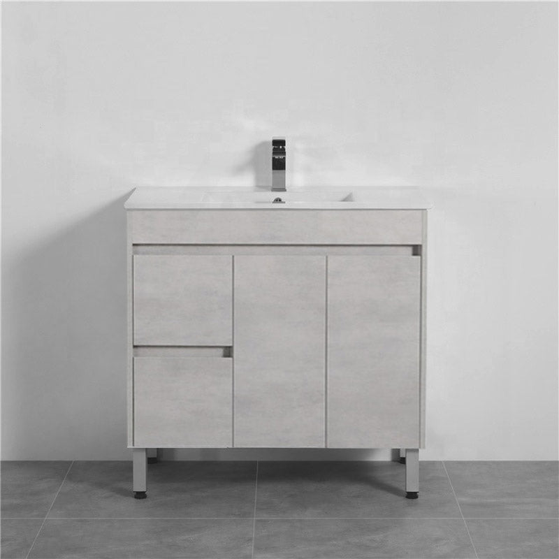 600-1500Mm Freestanding Vanity Concrete Grey Finish Plywood Cabinet Only For Bathroom Vanities With