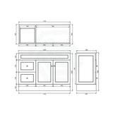 600 - 1500Mm Harrington Freestanding Vanity With Kickboard Matt White Pvc Cabinet Only & Ceramic