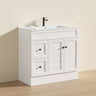 600 - 1500Mm Harrington Freestanding Vanity With Kickboard Matt White Pvc Cabinet Only & Ceramic