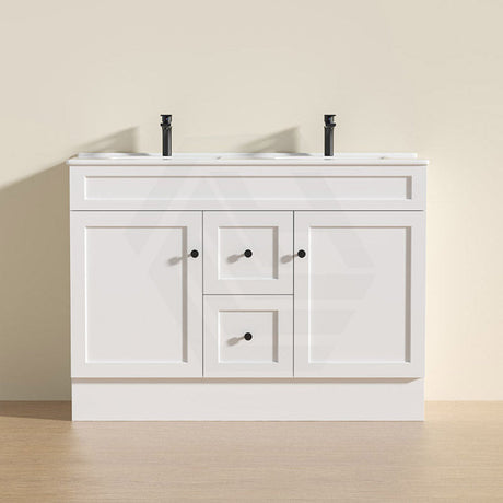 600 - 1500Mm Harrington Freestanding Vanity With Kickboard Matt White Pvc Cabinet Only & Ceramic