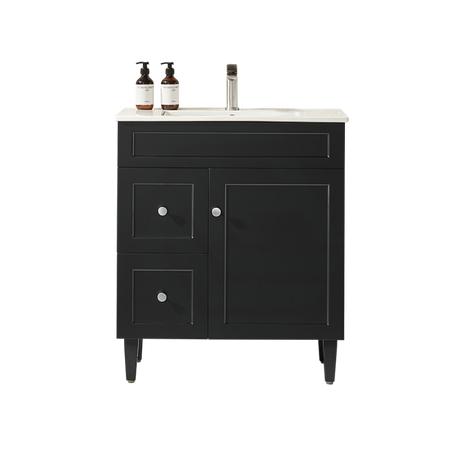 600-1500Mm Harrington Freestanding Vanity With Legs Matt Black Pvc Cabinet Only & Ceramic Top