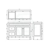 600-1500Mm Harrington Freestanding Vanity With Legs Matt White Pvc Cabinet Only & Ceramic Top