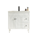 600-1500Mm Harrington Freestanding Vanity With Legs Matt White Pvc Cabinet Only & Ceramic Top