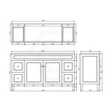 600-1500Mm Harrington Freestanding Vanity With Legs Matt White Pvc Cabinet Only & Ceramic Top