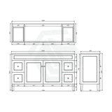 600-1500Mm Harrington Freestanding Vanity With Legs Matt White Pvc Cabinet Only & Ceramic Top