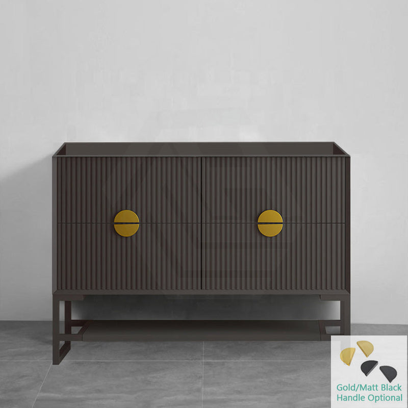 600-1500Mm Kingo Freestanding Plywood Vanity Matt Black Linear Surface Single/Double Bowls Cabinet