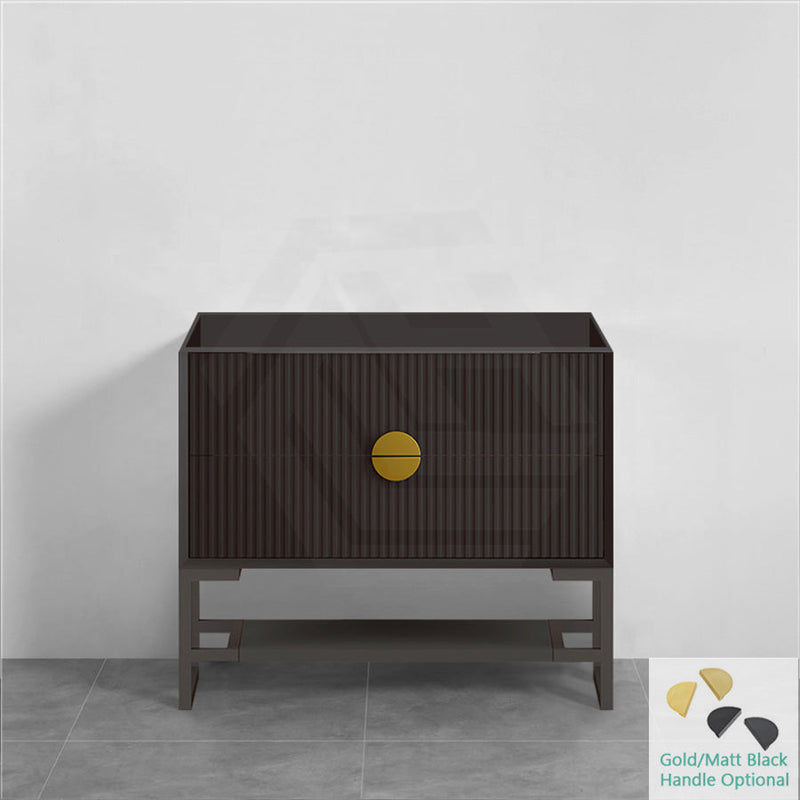 600-1500Mm Kingo Freestanding Plywood Vanity Matt Black Linear Surface Single/Double Bowls Cabinet