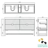600-1500Mm Kingo Freestanding Plywood Vanity Matt Black Linear Surface Single/Double Bowls Cabinet