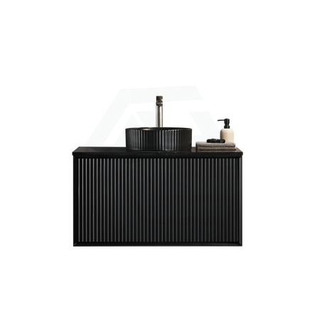 600-1500Mm Kirribilli Wall Hung Bathroom Vanity Matt Black Pvc Board Cabinet Only & Ceramic Top