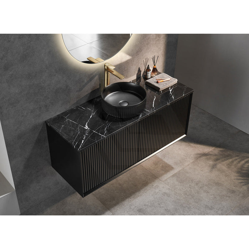 600-1500Mm Kirribilli Wall Hung Bathroom Vanity Matt Black Pvc Board Cabinet Only&Ceramic Top