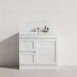 600-1500Mm Miami Freestanding With Kickboard Bathroom Vanity Matt White Shaker Hampton Style Left 
