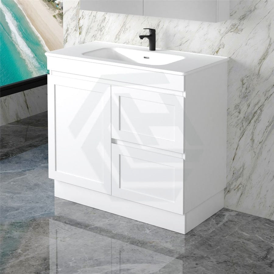 600-1500Mm Miami Freestanding With Kickboard Bathroom Vanity Matt White Shaker Hampton Style Left /
