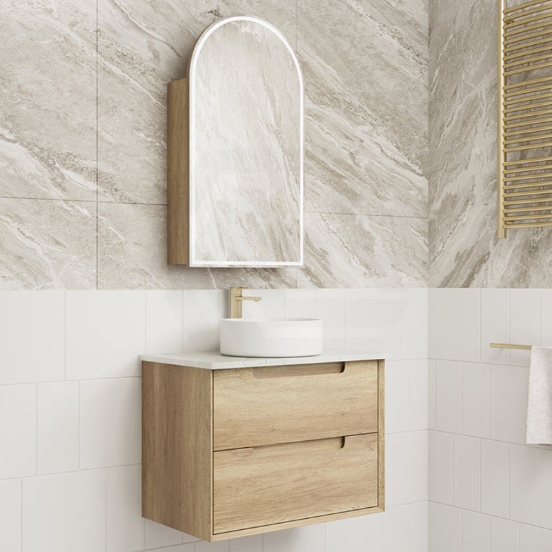 600 - 1500Mm Moreno Wall Hung Vanity Natural Timber Grains Cabinet Only & Stone Top Available For