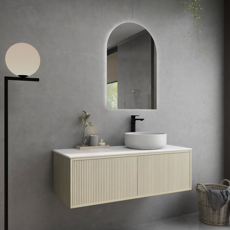 600-1500Mm Narrow Ceto Bellevue Wall Hung Bathroom Vanity Push-To-Open Coastal Oak Vanities